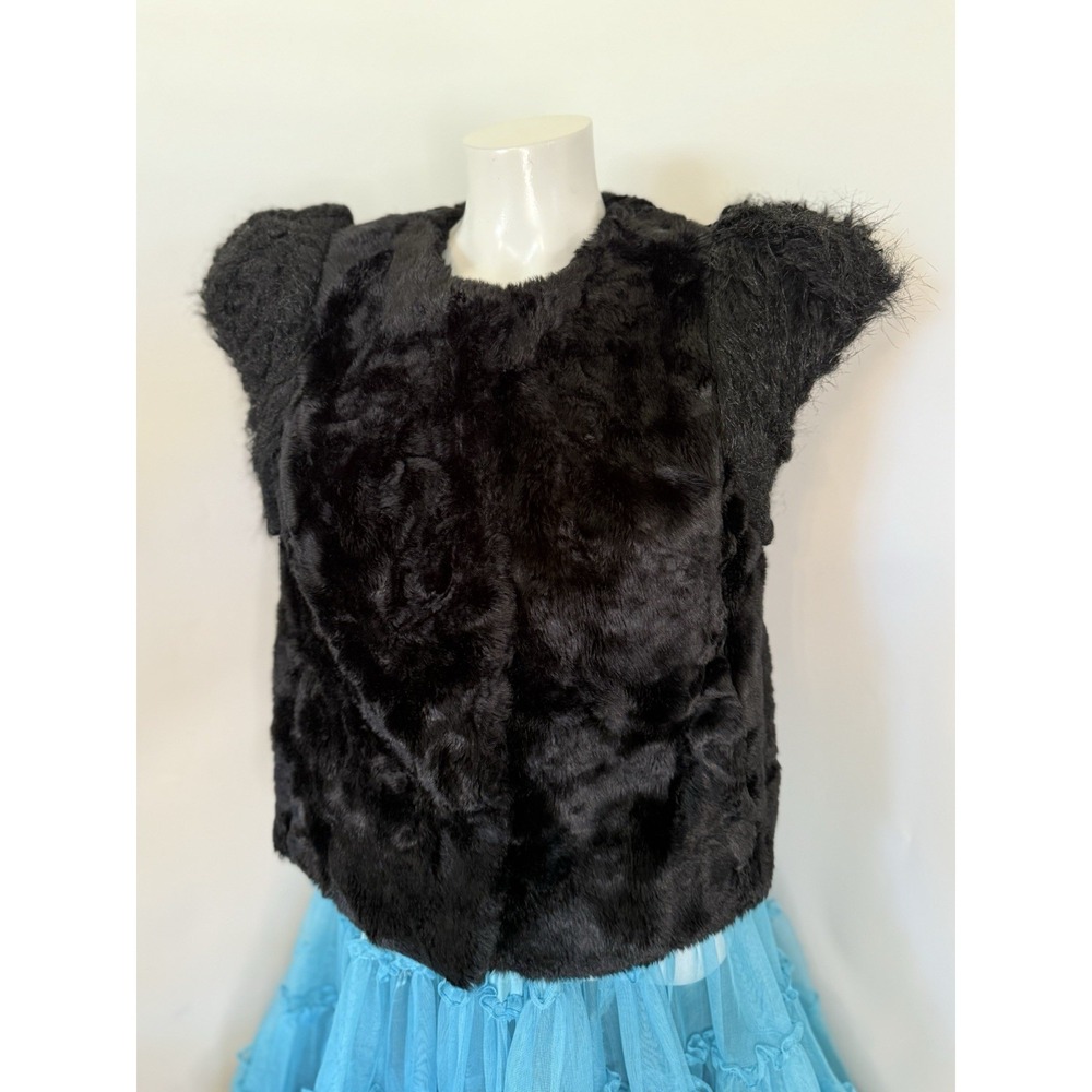 Vintage Women's Skaist Taylor Neiman Marcus Faux Fur‎ Vest Black Medium Pockets - Picture 4 of 16